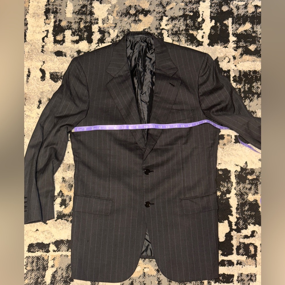 Men's Black Pinstripe Brioni Senato Blazer 40R